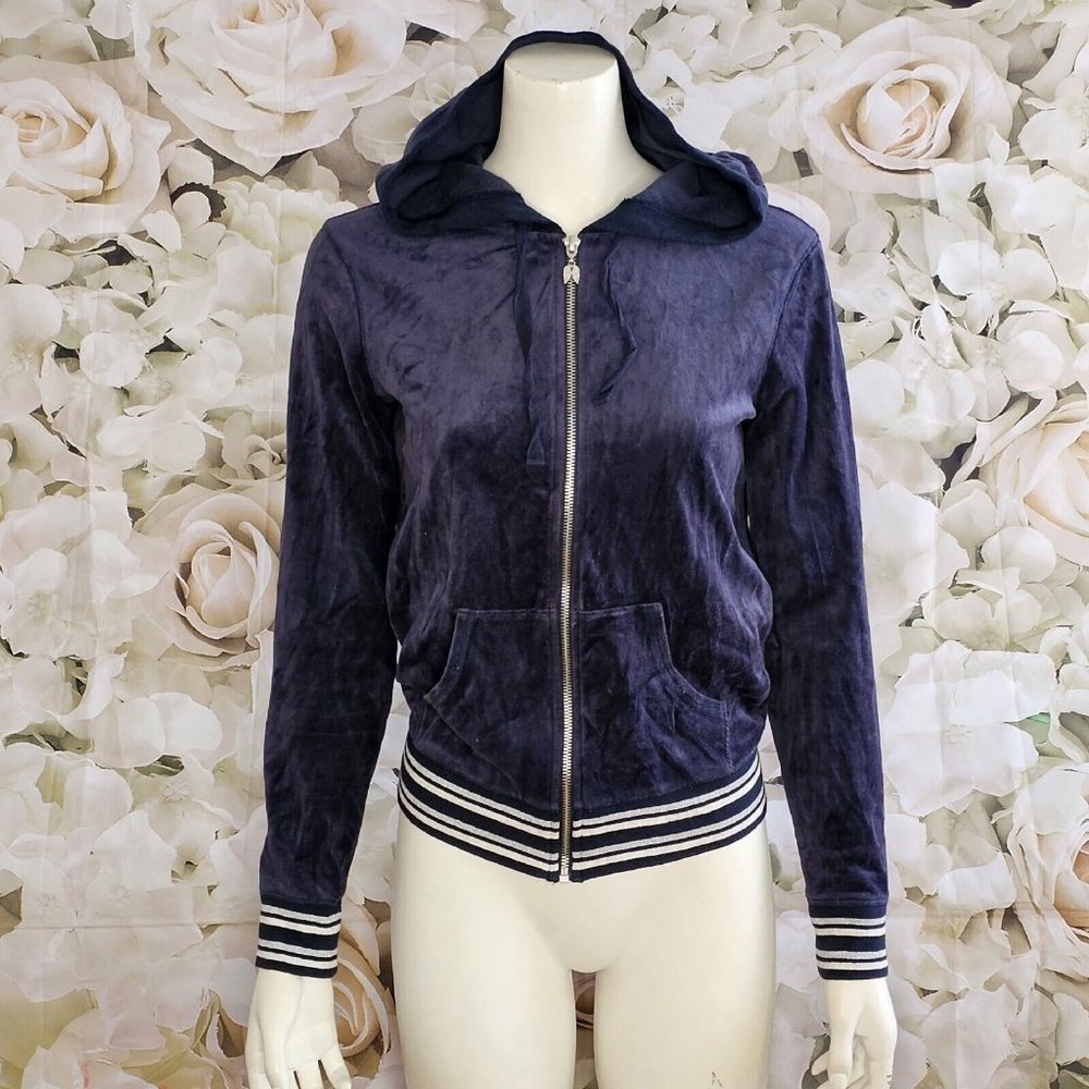 Victoria's Secret VS Sexy Sport Velour Zip Hoodie, size Small S Navy Blue